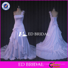 ED Bridal Elegant Floral One Shoulder A Line Cour Train White Silk 2017 Robes de mariée sur Alibaba